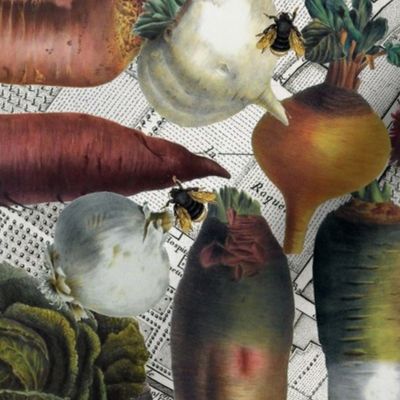 Vintage  Bees and Vegetables