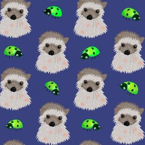 Hedgehog babies and lime green ladybugs