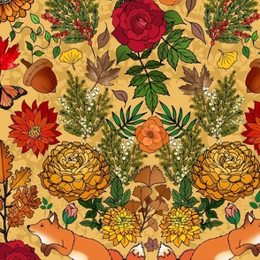 Frolicking Foxes in Fall Flora (large scale) 