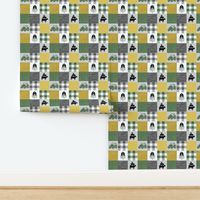 farm patchwork - green yellow and gray