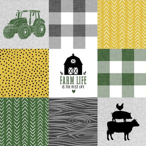 farm patchwork - green yellow and gray