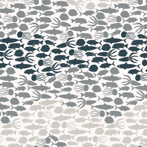 Fish school in gray shades light background  medium