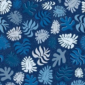 Moody Hawaii Quilted: All blues, with quilted water lines, medium scale