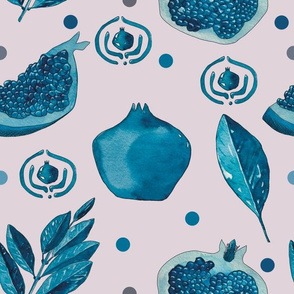 Blue pomegranate on pink