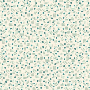 Sweet Petite Floral - Offwhite teal