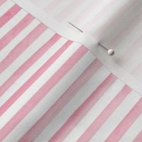 Small Scale Watercolor Stripes in Watermelon Pink and White