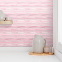 Small Scale Watercolor Stripes in Watermelon Pink and White