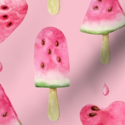 Large Scale Watermelon Pops on Pink