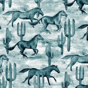 Wild and Free Monochrome Watercolor Horses - large