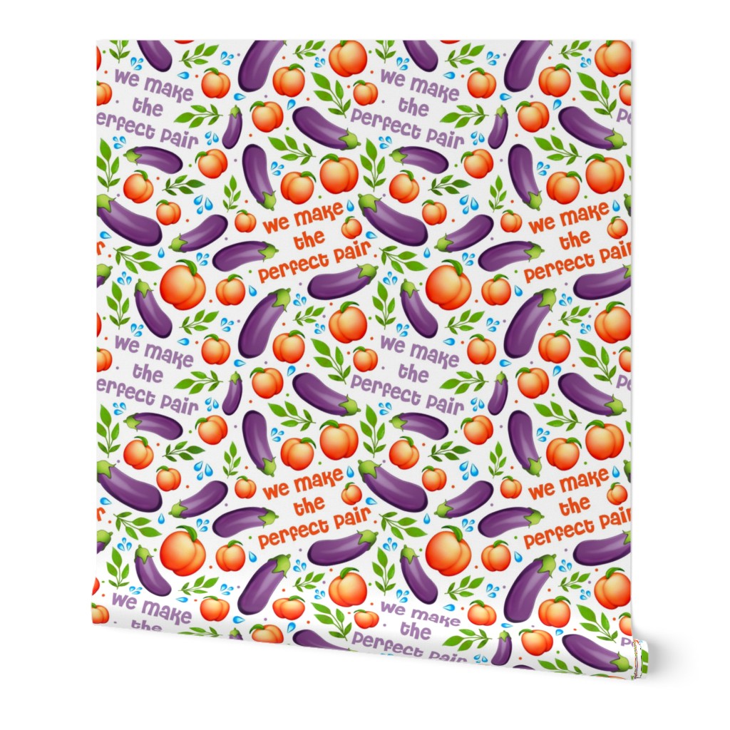 Large Scale We Make the Perfect Pair Eggplant and Peach Emoji Funny Adult Humor