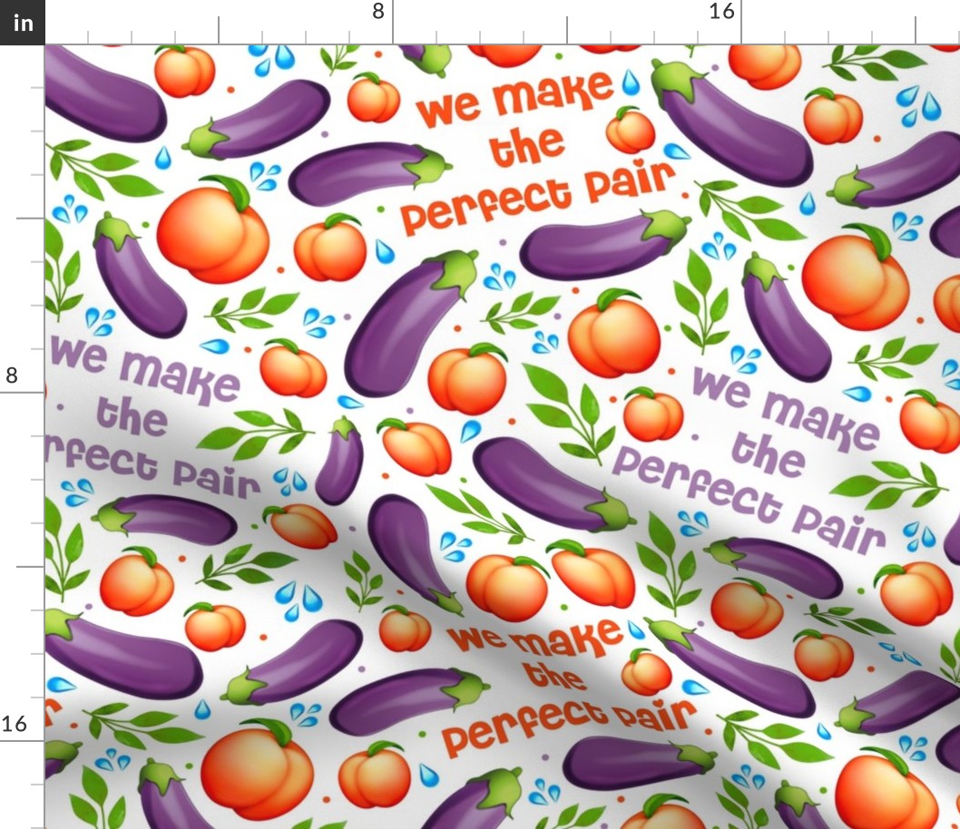 Large Scale We Make the Perfect Pair Eggplant and Peach Emoji Funny Adult Humor