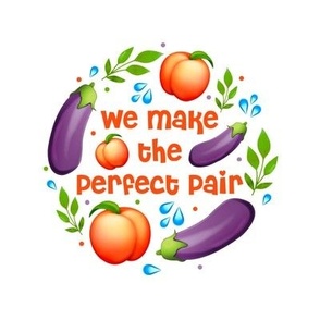 Swatch 8x8 Square Fits 6" Hoop for Embroidery or Wall Art DIY Pattern Kit Template Quilt Square We Make the Perfect Pair Peach and Eggplant Emoji Funny Adult Humor