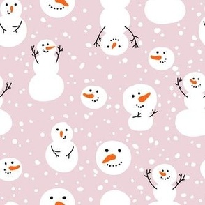 Medium Scale Silly Snowmen on Dusty Pink