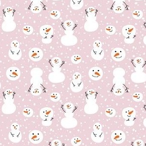 Small Scale Silly Snowmen on Dusty Pink