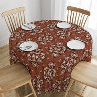 Cat Yoga Damask - brown terracota - medium size - cats, kittens, kitty, cat print 