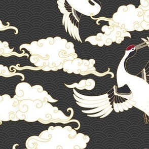 japanese cranes - dark