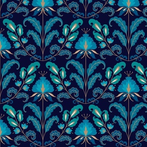 Floral Symmetry_Moonstone blue_medium scale