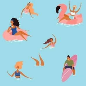 Swimming girls blue lagoon