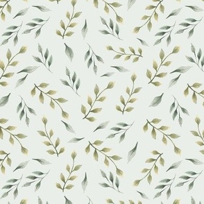 Green foliage spring watercolor pattern 