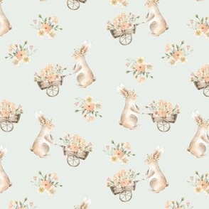 Easter bunny spring watercolor floral pattern