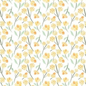 Yellow floral watercolor pattern woodland spring meadow