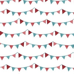 Flag garland in red and blue illustration pattern 