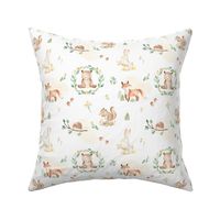 Woodland Babies Watercolor animals nursery fabric 