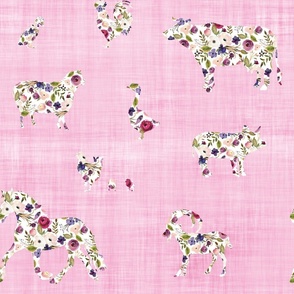 farm animals pink linen