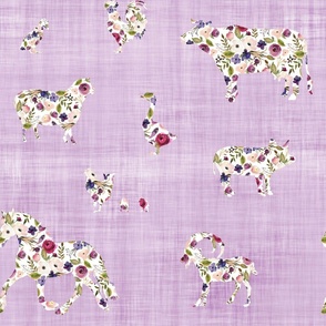 farm animals purple linen