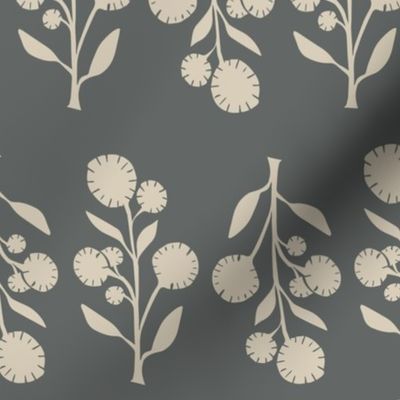 Wildflower - Charcoal Gray and Cream L