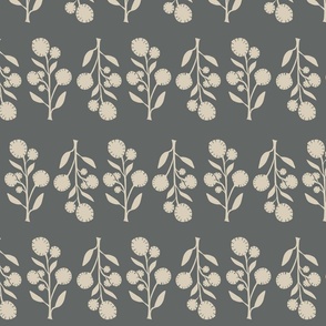 Wildflower - Charcoal Gray and Cream L