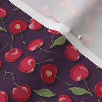 Cherries Love // Normal scale // Stone Fruits // Red Cherries // Sweet Dessert // Drak Purple Background