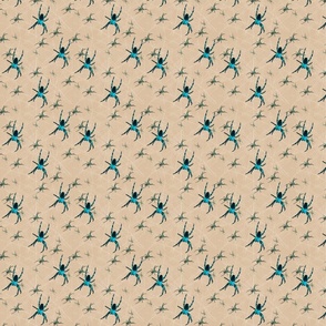 Teal Spider on Beige