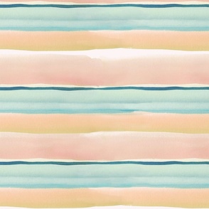 PEACHY PINK SUMMER WATERCOLOR STRIPES-MEDIUM