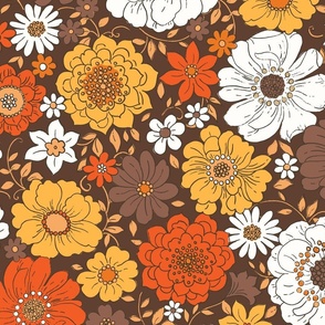 Camilla Retro Fall Floral - extra large scale