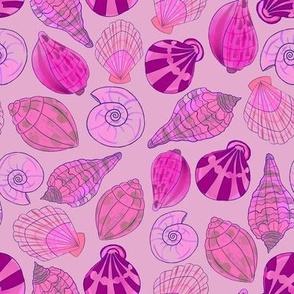 Pink seashells pattern 