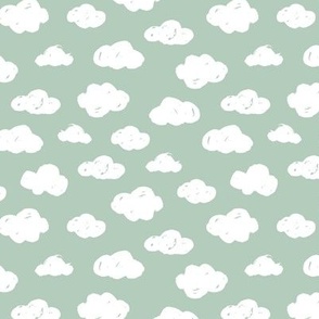 Messy scandinavian cloudy sky boho clouds minimalist paint design mint mint green white