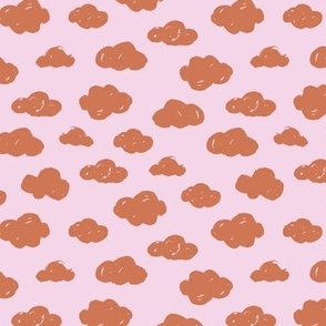 Messy scandinavian cloudy sky boho clouds minimalist paint design coral on pink girls