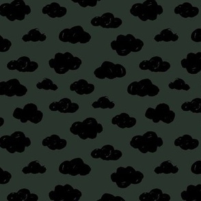 Messy scandinavian cloudy sky boho clouds minimalist paint design moody green black
