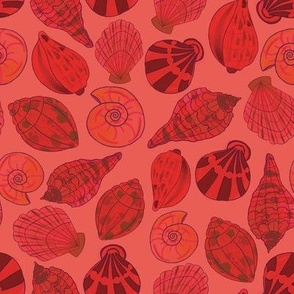 Red seashells pattern 