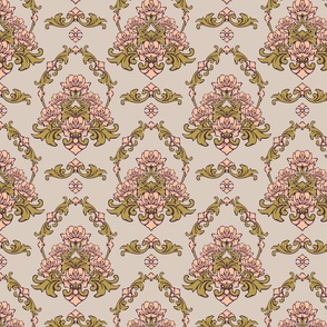 Romantic rococo lily wallpaper
