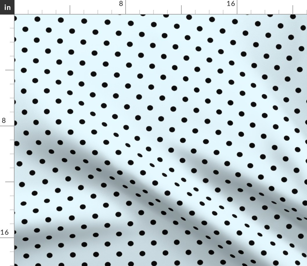 Bigger Scale Black Polkadots on Blue