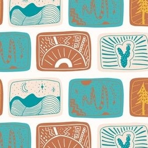 take a hike stamps teal and brown