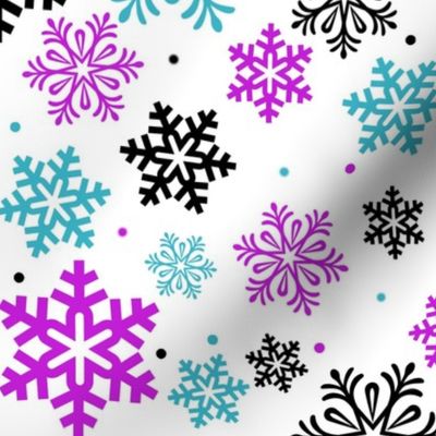 Large Scale Winter Snowflakes on White