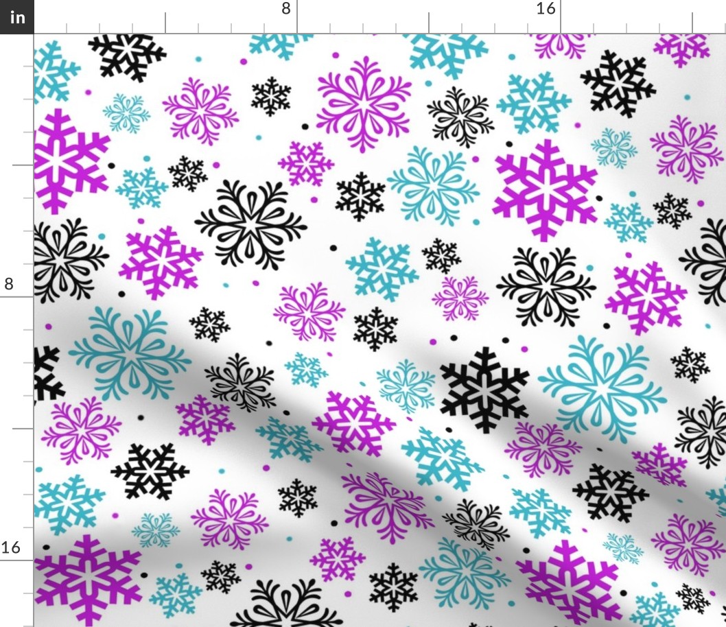 Large Scale Winter Snowflakes on White
