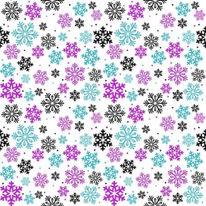 Medium Scale Winter Snowflakes on White