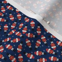 TINY nutcracker christmas fabric - tossed, holiday fabric, nutcracker fabric - navy
