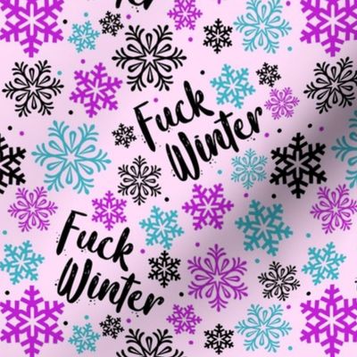 Medium Scale Fuck Winter Snowflake on Pink