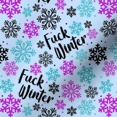 Large Scale Fuck Winter Snowflake on Blue