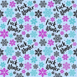 Large Scale Fuck Winter Snowflake on Blue